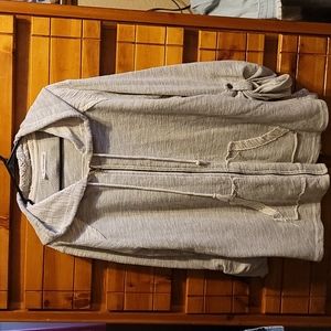 Gray sweater with embroidery lace.